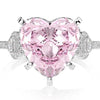 Pure 925 Sterling Silver Pink Sapphire Stone Heart Cut Ring