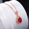 Genuine 14K Rose Gold Ruby Pendant Natural 45cm Necklace